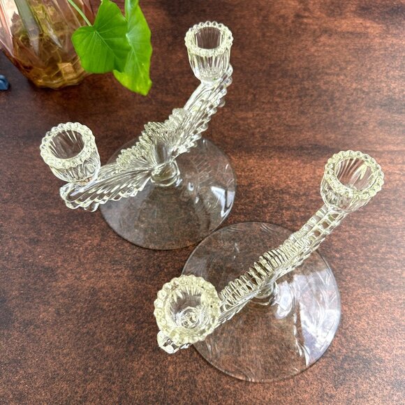 Tiffin Art Deco Double Candle Holders - Picture 5 of 13